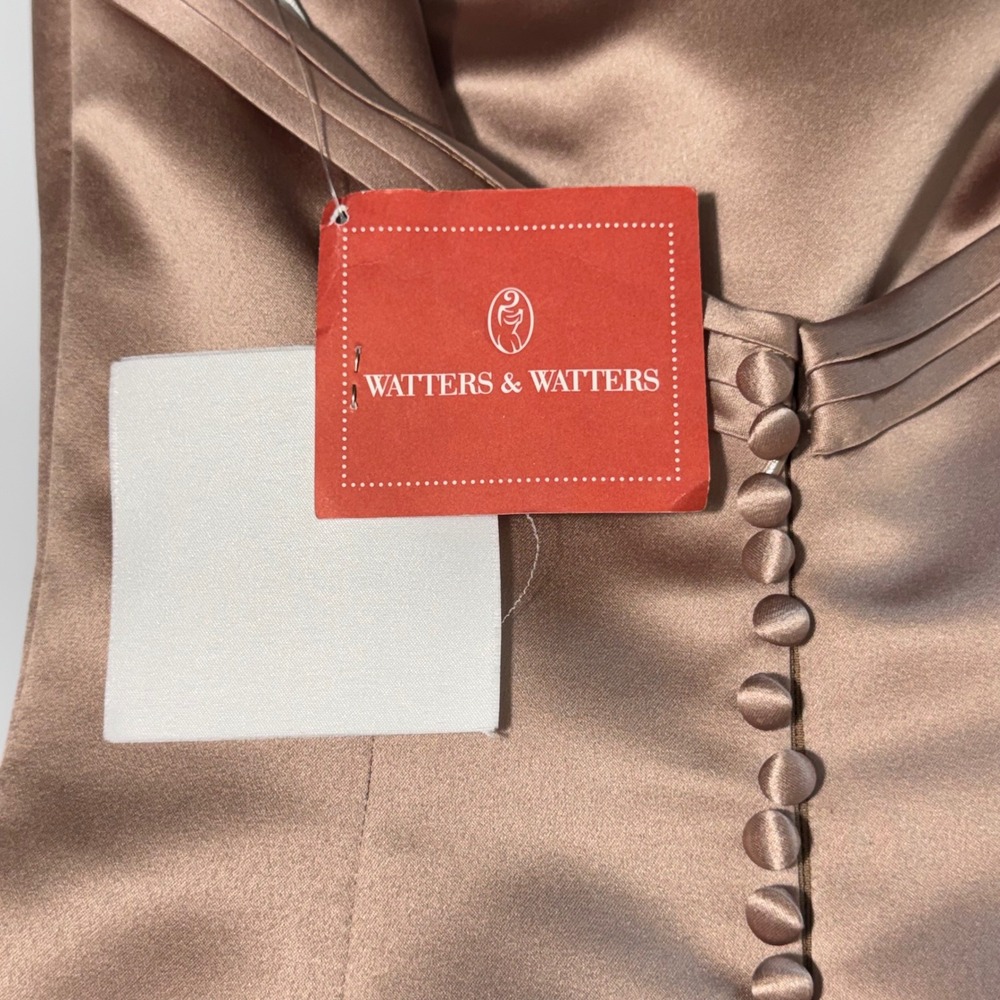 New Watters & Watters Strapless Satin Wedding Formal Gown Size 2 Blush Champagne - Picture 9 of 16